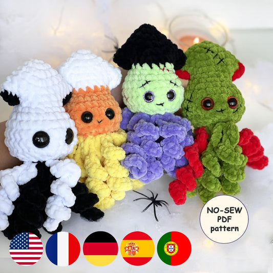 Halloween Squids CROCHET PATTERN - No Sew