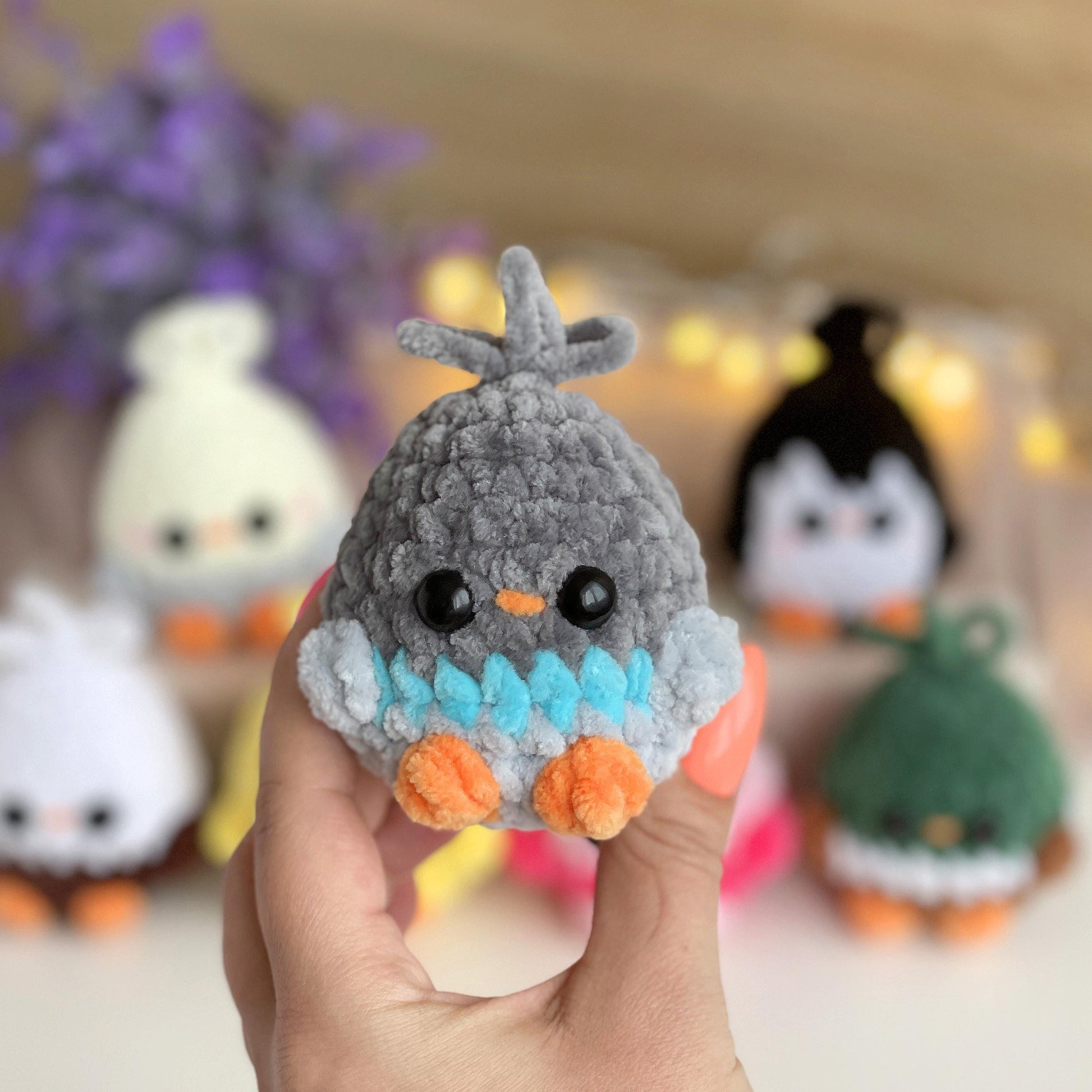 Bird CROCHET PATTERN bundle, Low Sew Amigurumi Spring mini Plushies: Chicken, Mallard Duck, Flamingo, Eagle, Budgie/Parrot, Penguin, Pigeon