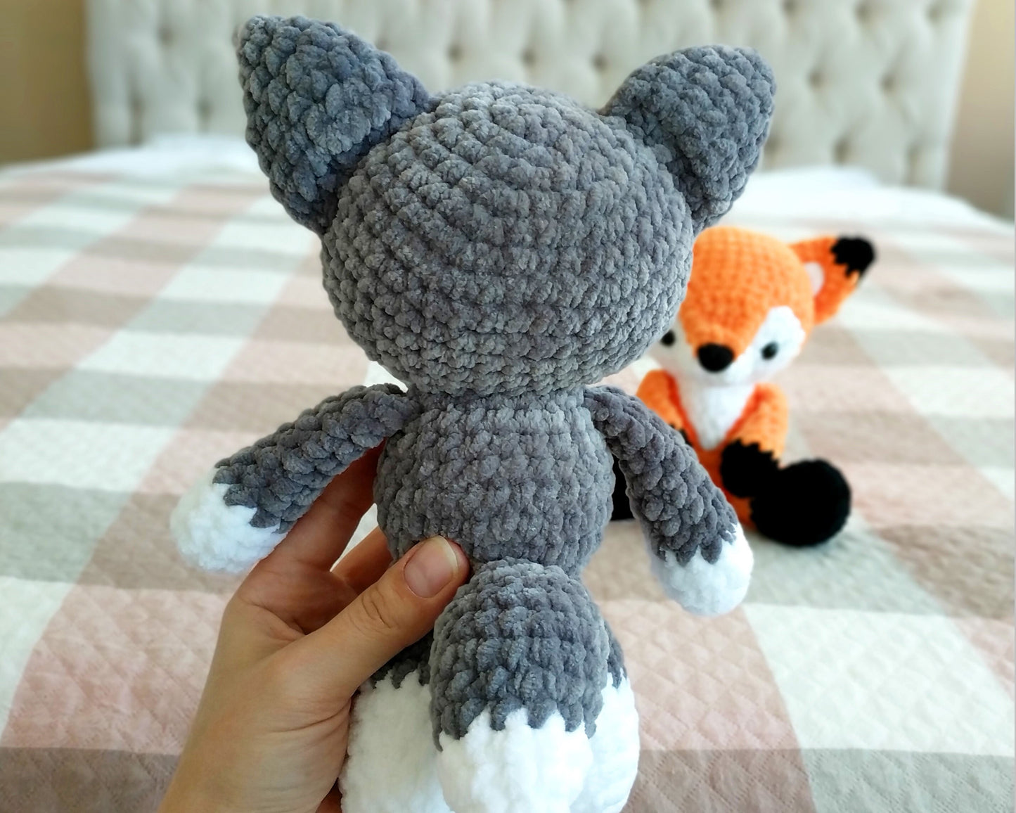 Wolf & Fox CROCHET PATTERNS, Amigurumi Woodland Animals PDF, Cute Plushies, Stuffed Baby Toy Tutorial, Chunky Plush Yarn Nursery Decor