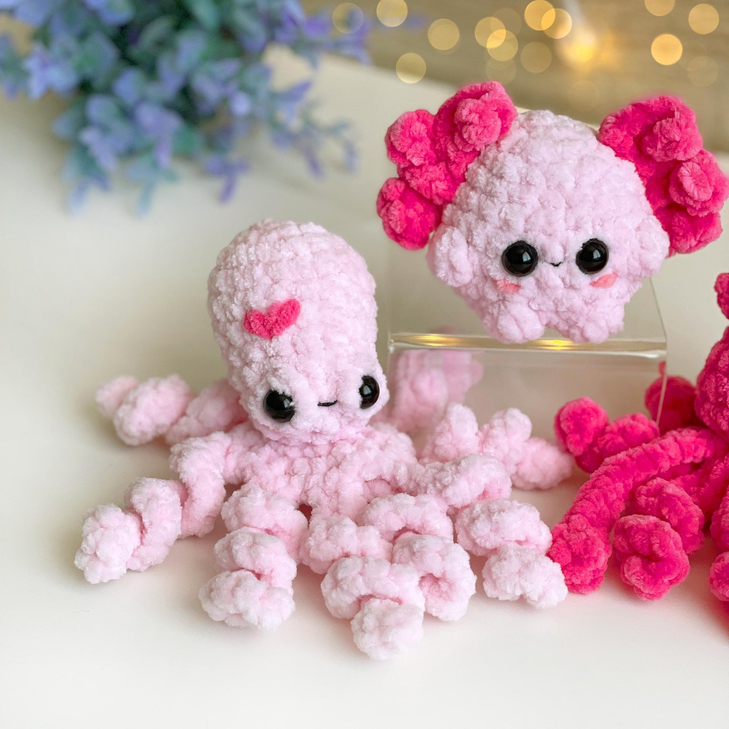 Octopus, Squid, Axolotl CROCHET PATTERNS 3-in-1 - No Sew