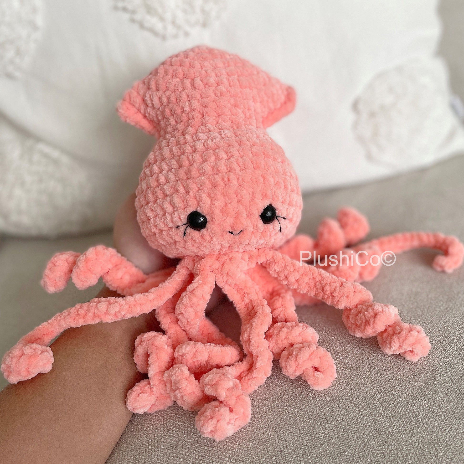 Squid CROCHET PATTERN, No SEW Amigurumi Octopus, plush Kawaii Animals, Plushie Baby Toy, Easy Pdf Tutorial for Beginners