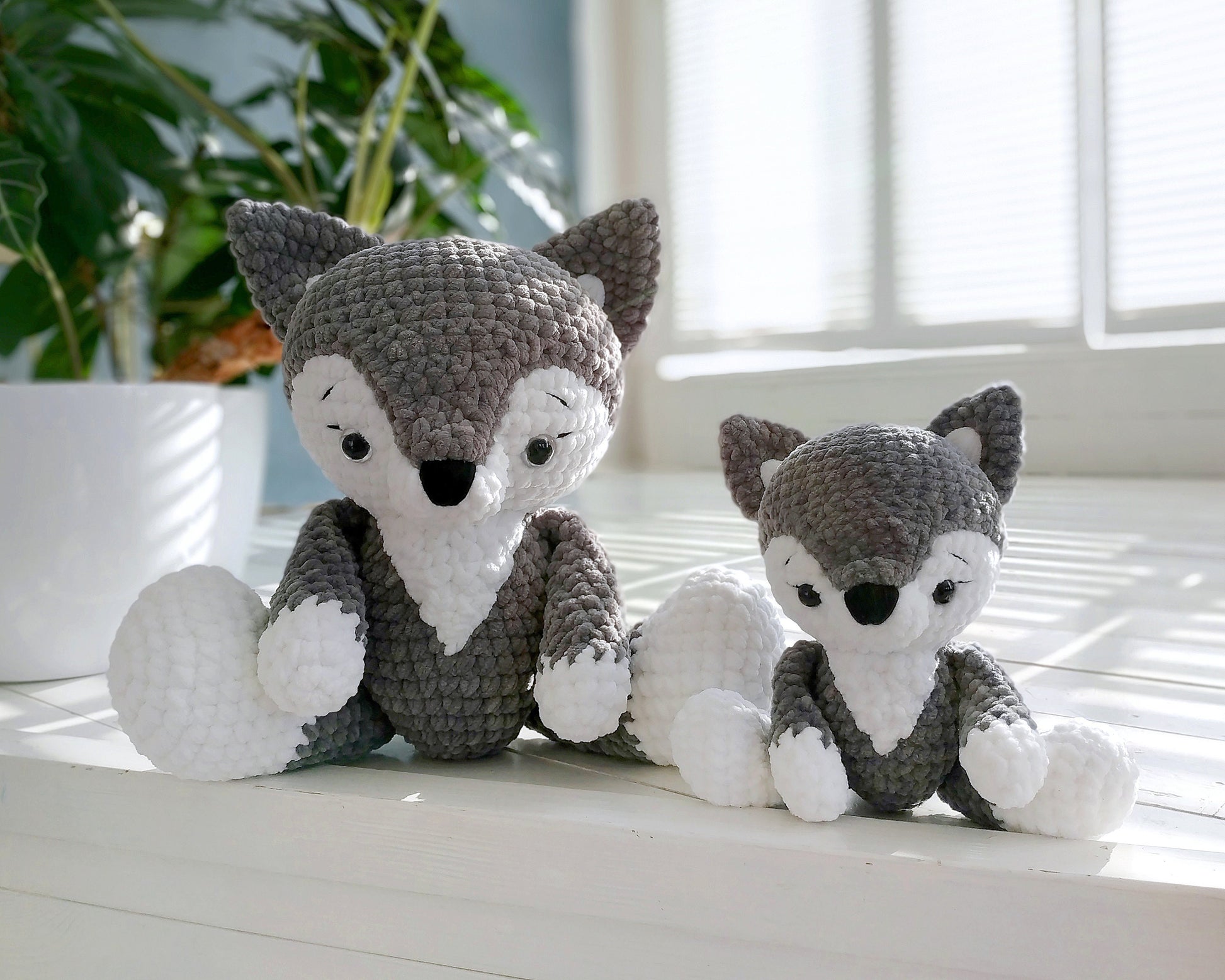 Wolf CROCHET PATTERNS, 2in1 Amigurumi Plushies, Mom and Baby Set, Large Chunky Toys, Giant Cuddly  Woodland Animals, Mothers Day Gift Idea