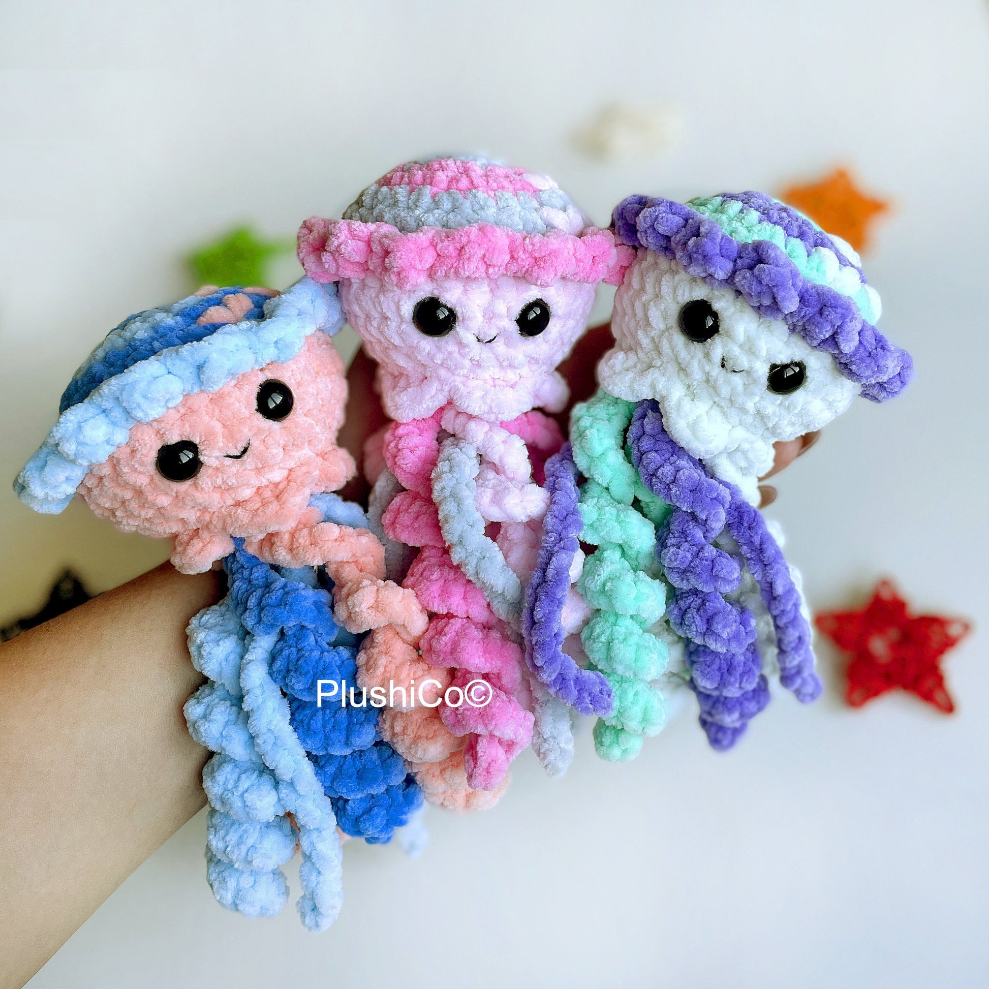 Jellyfish No SEW CROCHET 2in1 PATTERNS, Amigurumi Mom & Baby Toys, Crochet Under the sea Animals, Cute Plushie, Easy Pdf Beginner Tutorial