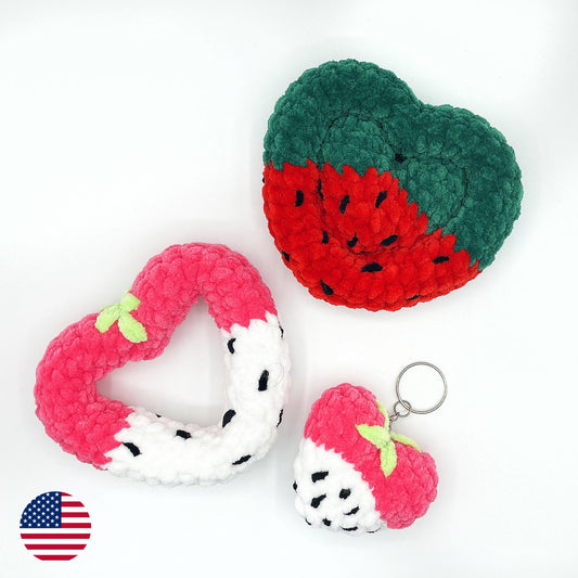 Matching Fruit Hearts CROCHET PATTERN - Low Sew