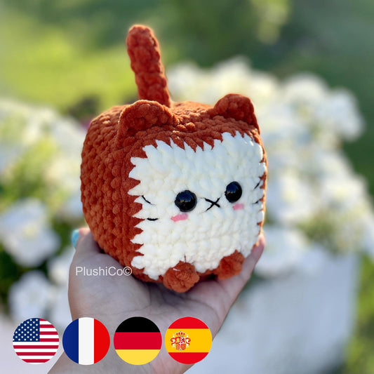 Cat Crochet Pattern, Loaf Kitty Amigurumi, Bread Plushie Chubby Food Animal, Cute Funny, Easy Beginner PDF Tutorial, Gag Handmade Gift