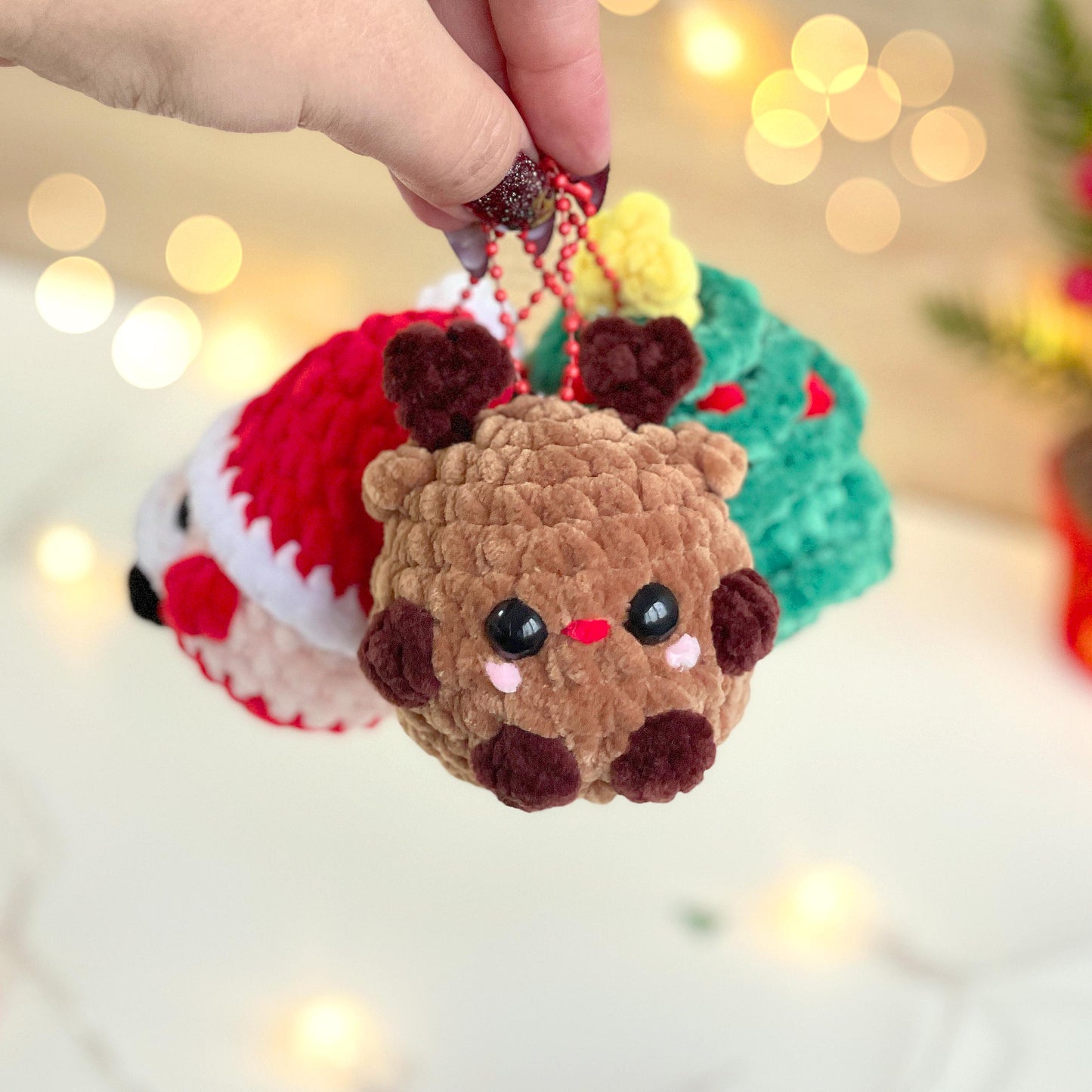 Christmas Crochet Keychain Patterns 3-in-1 – Low/No Sew