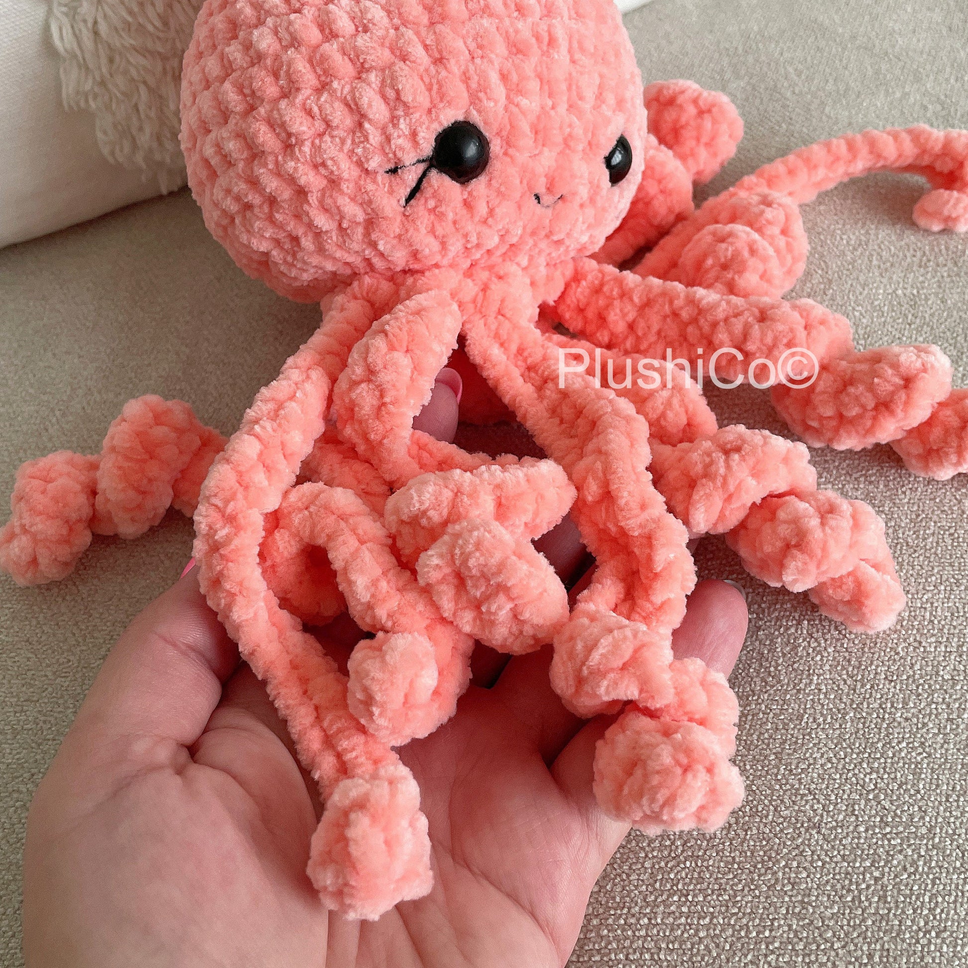 Squid CROCHET PATTERN, No SEW Amigurumi Octopus, plush Kawaii Animals, Plushie Baby Toy, Easy Pdf Tutorial for Beginners