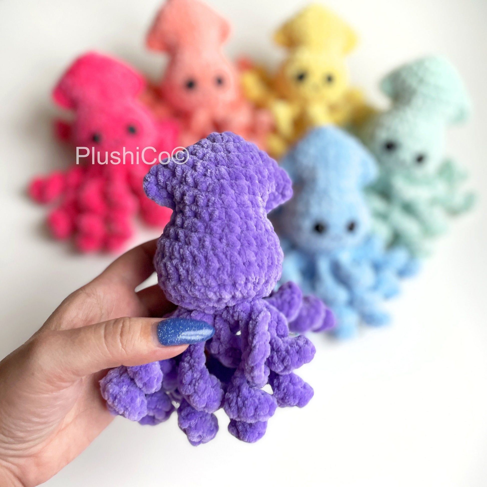 Baby Squid & Jellyfish No Sew CROCHET PATTERNS, Amigurumi Octopus plushie, Kawaii Crochet Animal Plush Toys, Easy Beginner PDF Tutorial