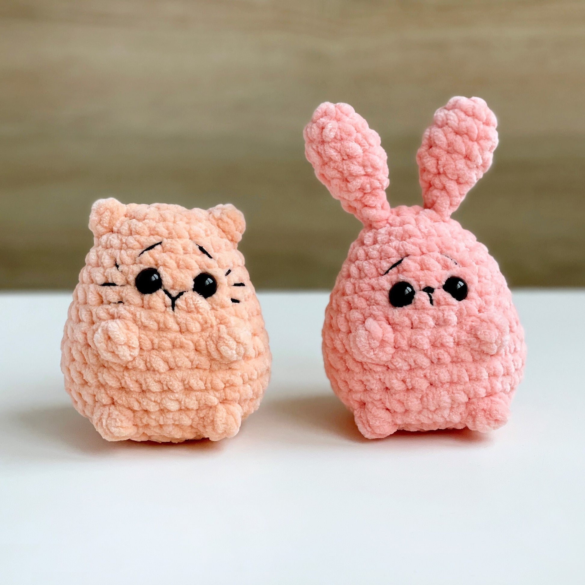 Bunny & Cat CROCHET PATTERN Bundle, No Sew Tiny Amigurumi Kitty Rabbit plushies, Cute Animals, Easy PDF Beginner Tutorial, Easter Baby Toys