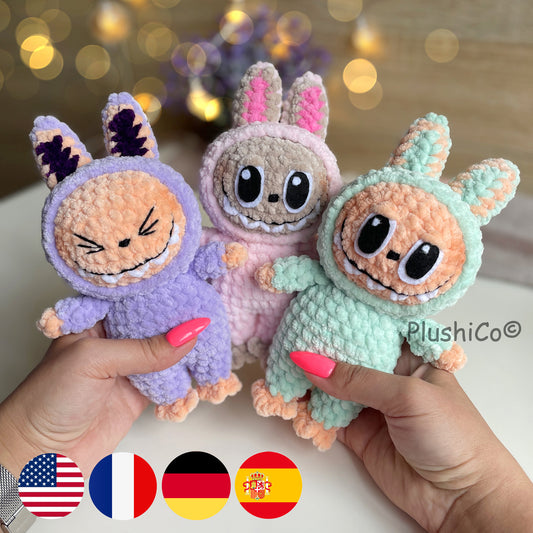 Smiling Bunny Crochet Pattern (Labubu Fan Art)