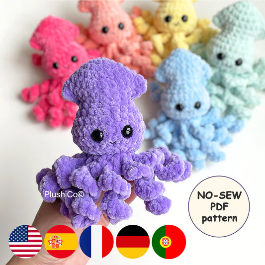 Squid crochet pattern - NO SEW