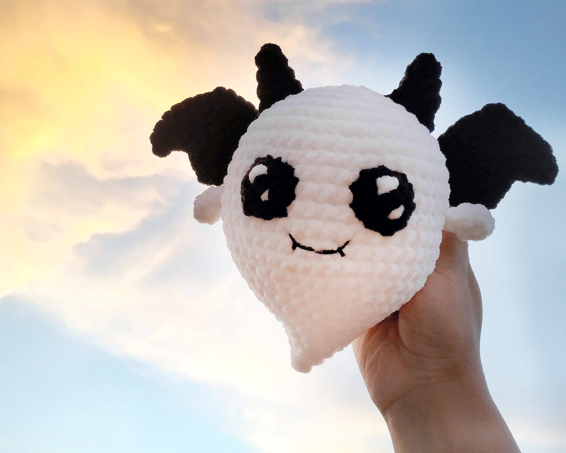 Ghost Crochet PATTERN, Halloween Amigurumi Bat, Stuffed Boo Plushie