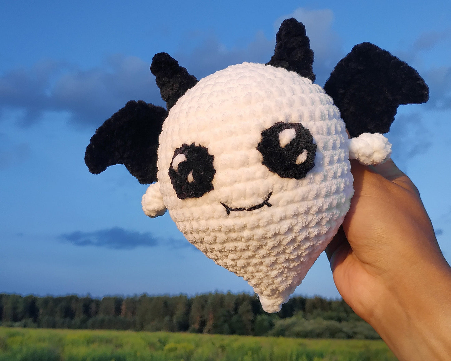 Ghost Crochet PATTERN, Halloween Amigurumi Bat, Stuffed Boo Plushie