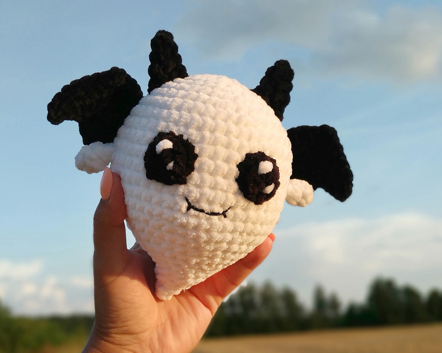 Ghost Crochet PATTERN, Halloween Amigurumi Bat, Stuffed Boo Plushie