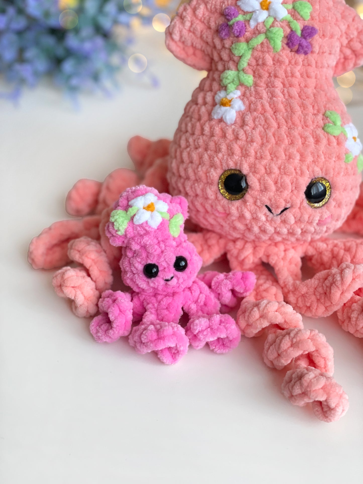 Squid Mama & Baby Crochet Pattern, Cute Plushie with Hidden Pouch, Easy No Sew Amigurumi, Mothers Day/Baby Shower Gift Idea, Beginner PDF