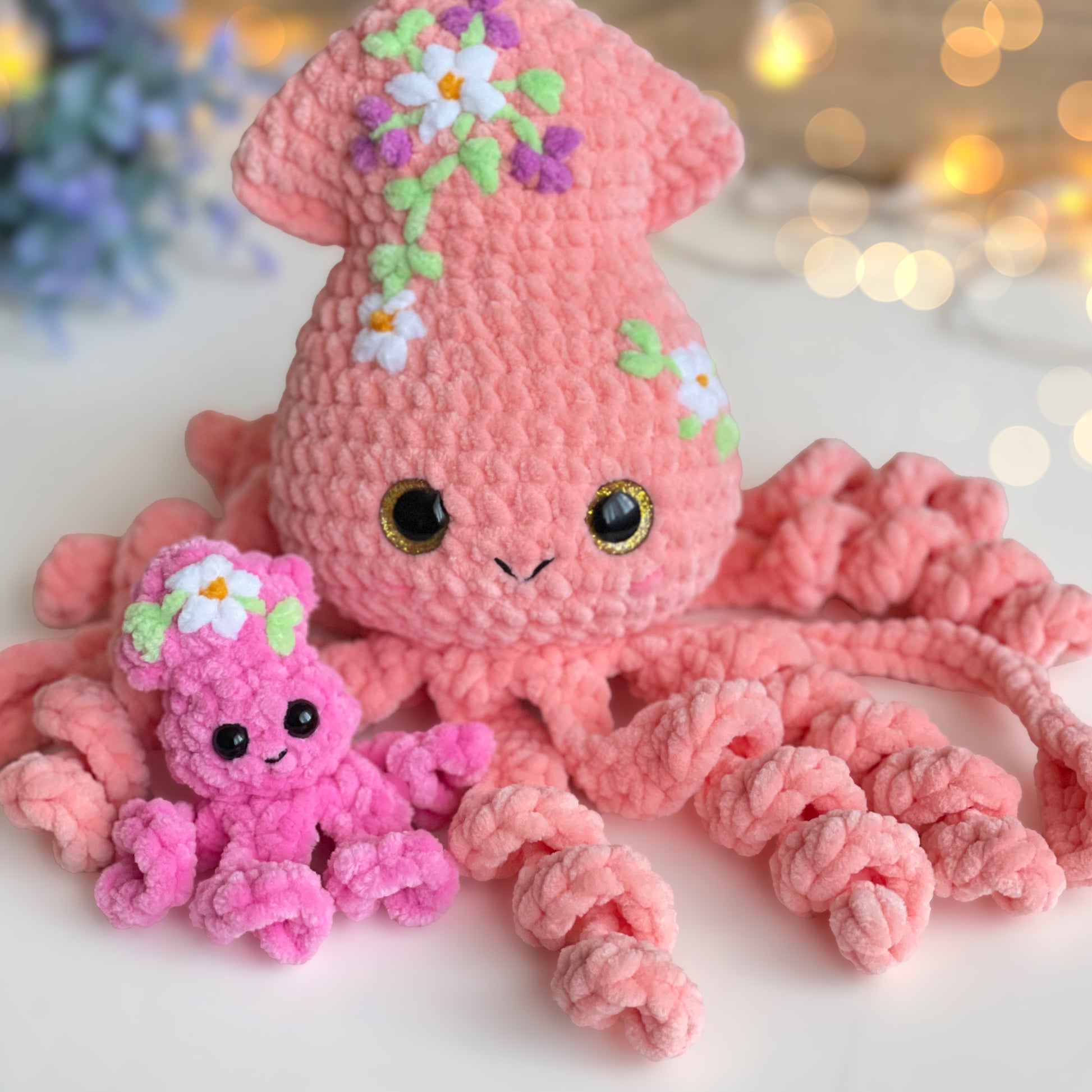Squid Mama & Baby Crochet Pattern, Cute Plushie with Hidden Pouch, Easy No Sew Amigurumi, Mothers Day/Baby Shower Gift Idea, Beginner PDF