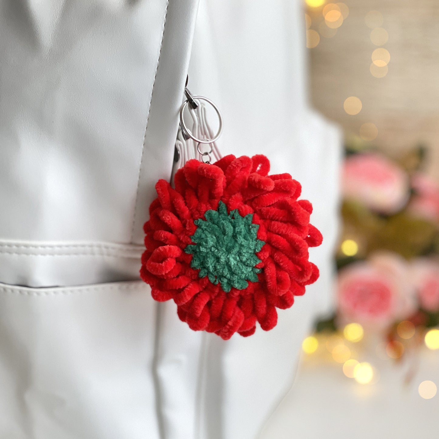 Flower Keychain Crochet Pattern - NO SEW