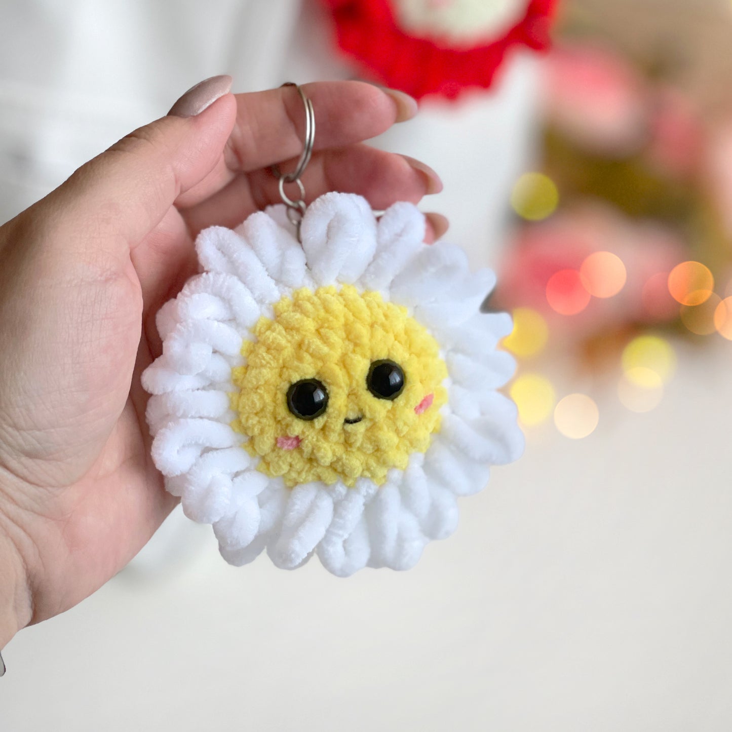 Flower Keychain Crochet Pattern - NO SEW