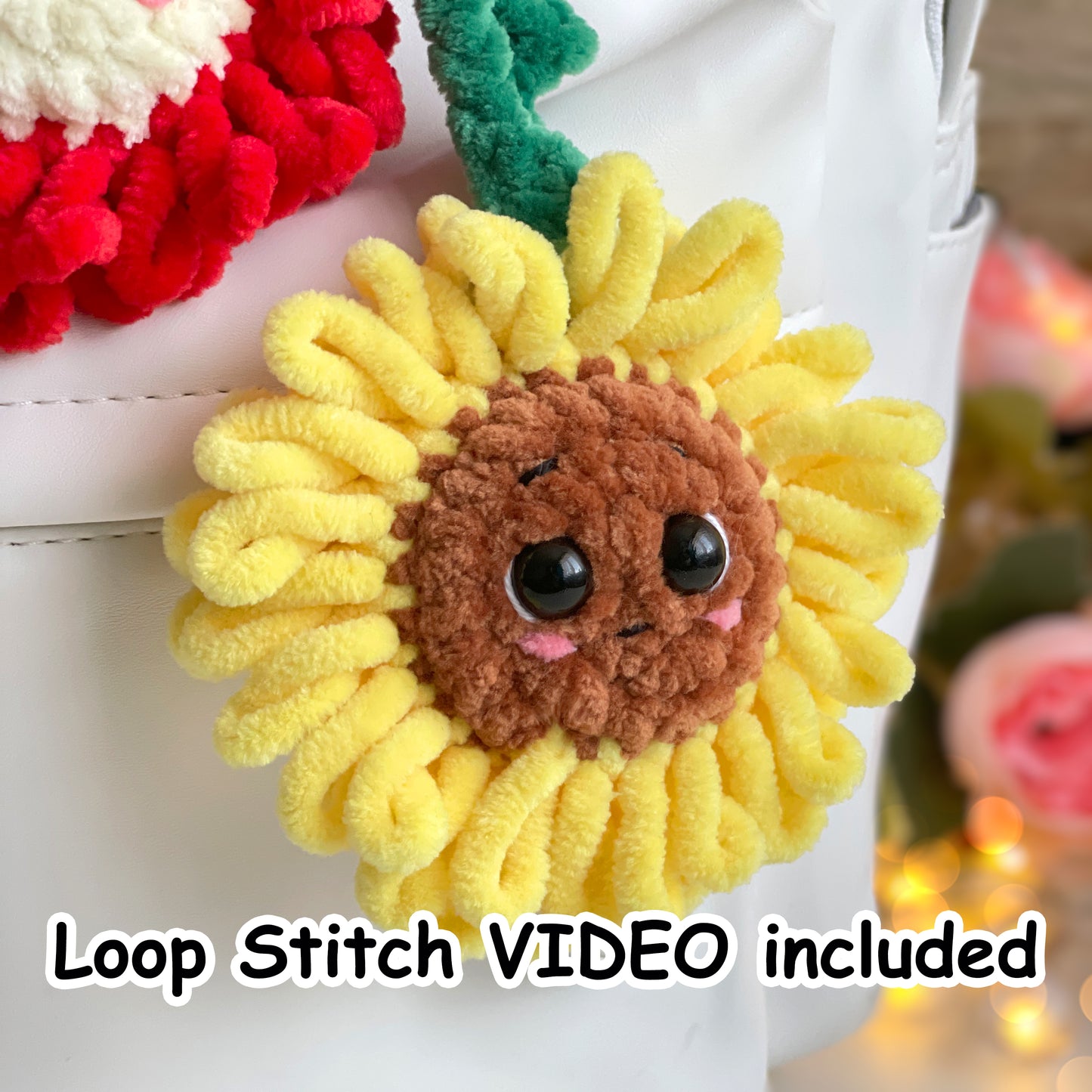 Flower Keychain Crochet Pattern - NO SEW