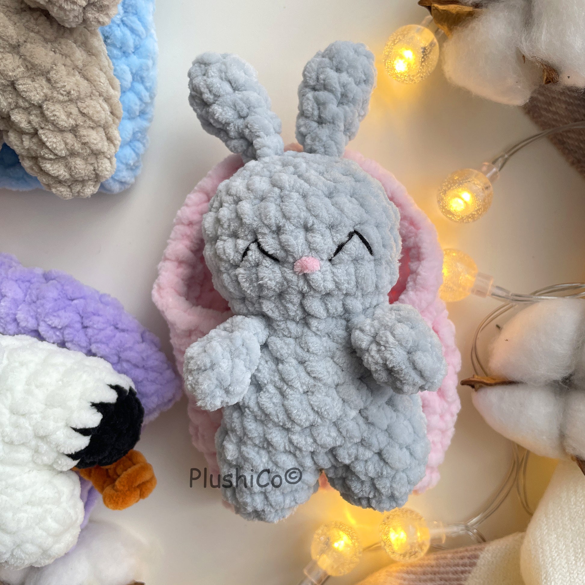 Amigurumi CROCHET PATTERN Set: No Sew Sleeping Cat, Bunny, Dog Mini Snuggler, Hatching  Plushies