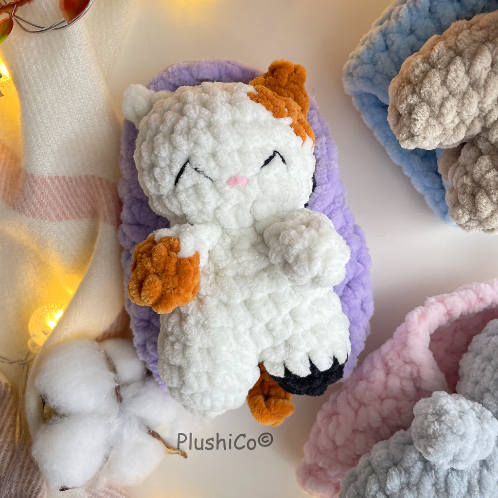 Amigurumi CROCHET PATTERN Set: No Sew Sleeping Cat, Bunny, Dog Mini Snuggler, Hatching  Plushies