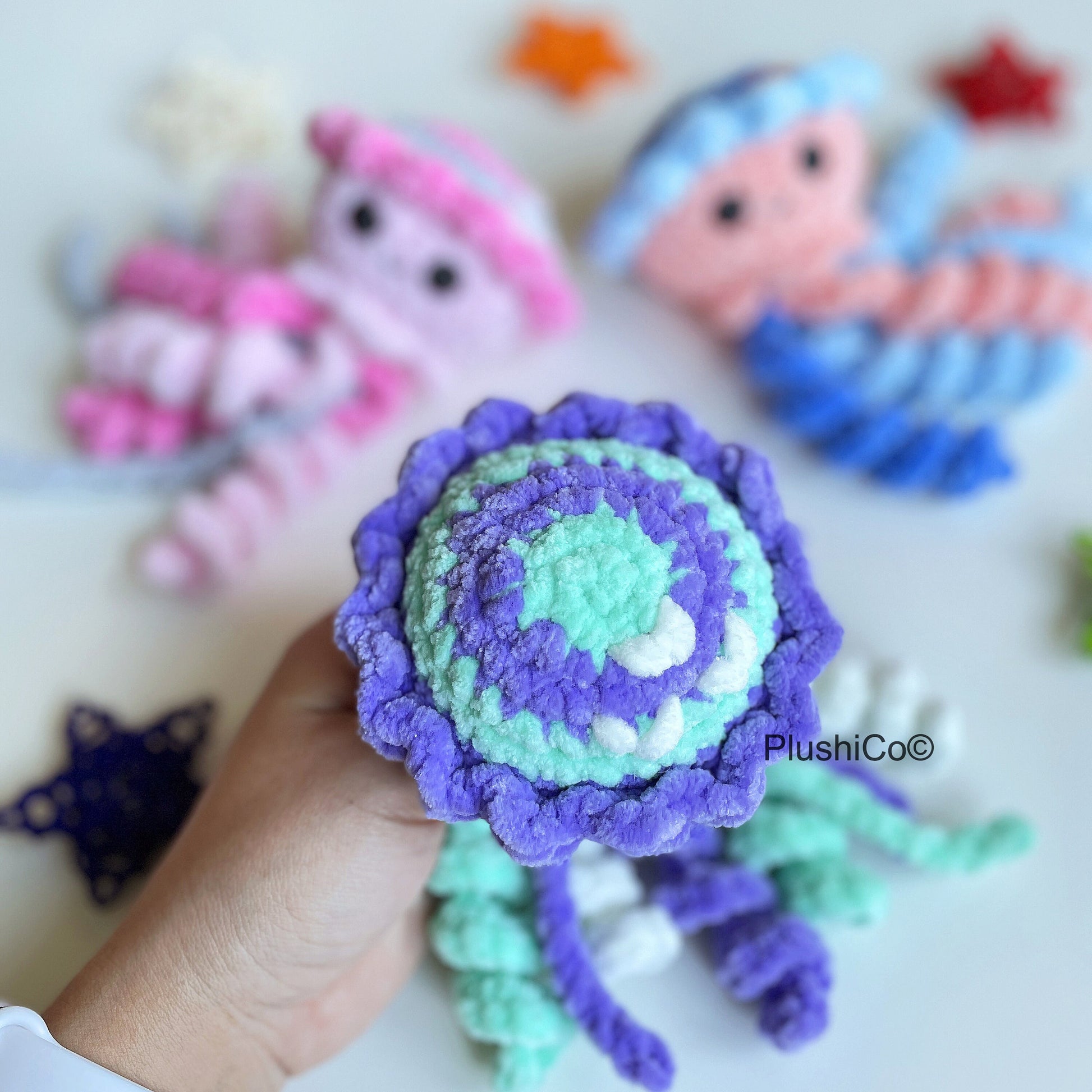 Jellyfish CROCHET PATTERN, No SEW Amigurumi Sea Creature, Snuggler Plushie, Plush Kawaii Stuffed Lovey Toy, Easy Pdf Tutorial for Beginners
