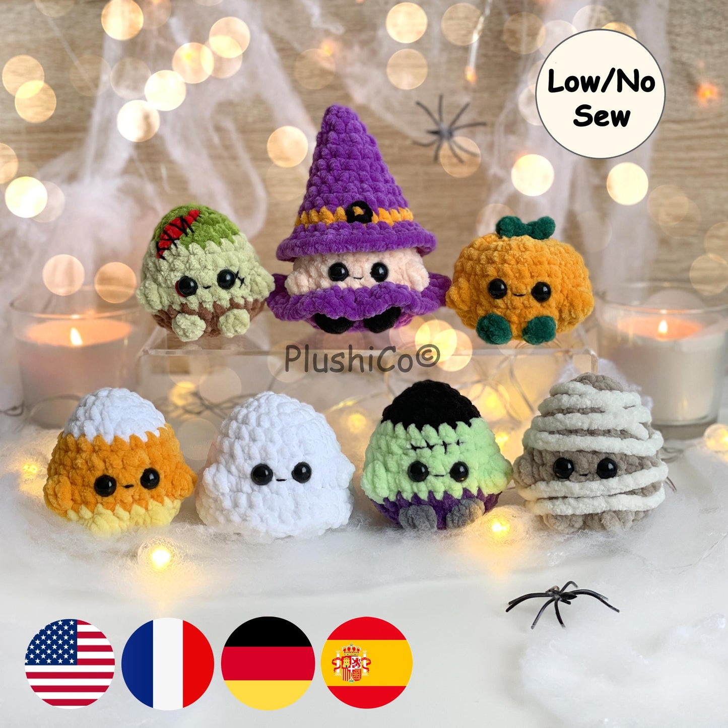 Halloween Crochet Pattern Bundle 7-in-1, Low/No Sew