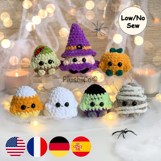 Halloween Crochet Pattern Bundle 7-in-1, Low/No Sew