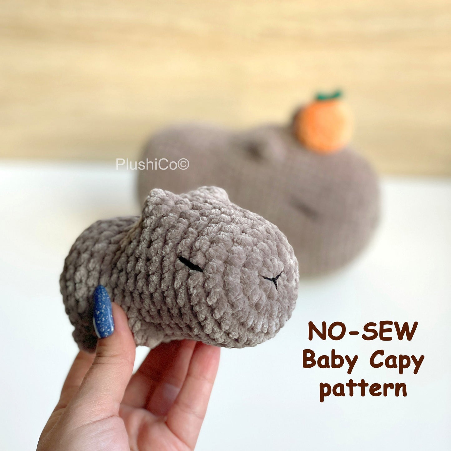 Capybara Crochet Pattern, 2 sizes - LOW/NO SEW