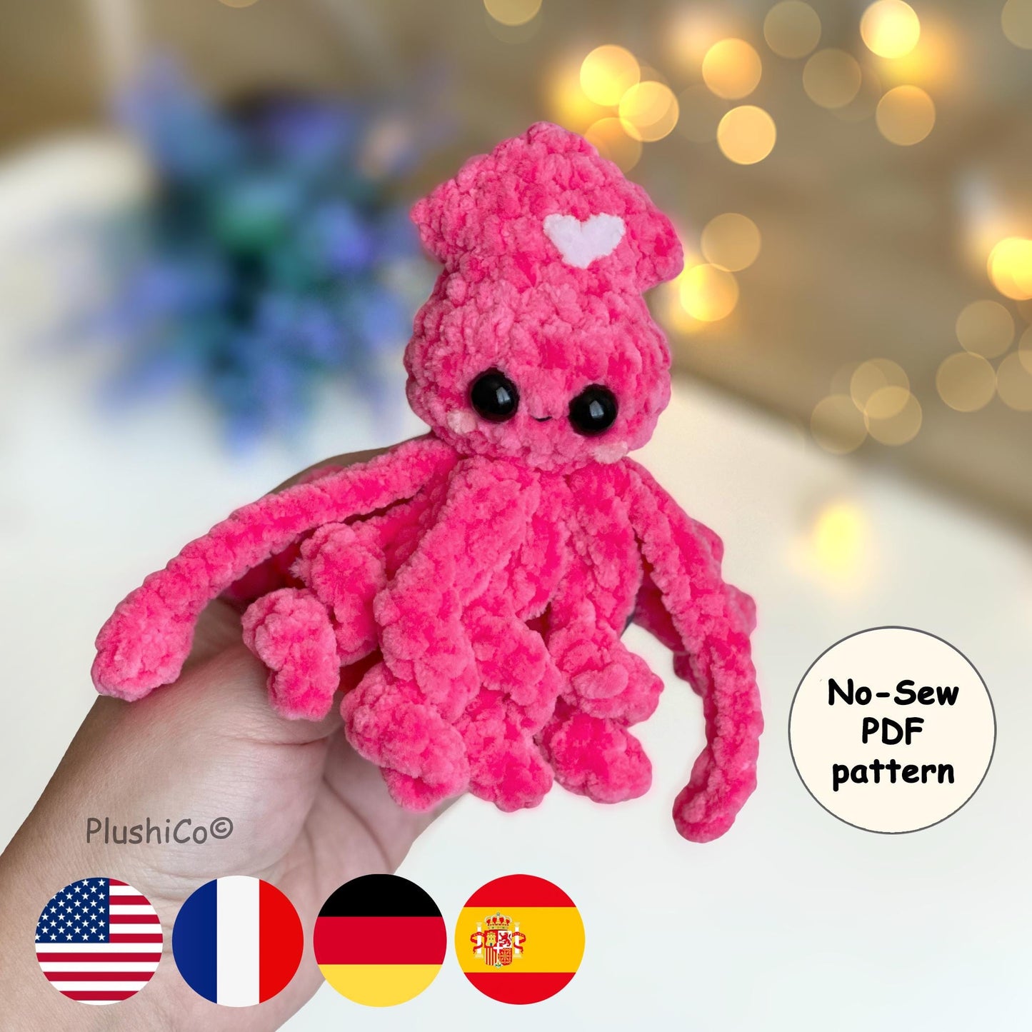 Squid Crochet Pattern - No Sew