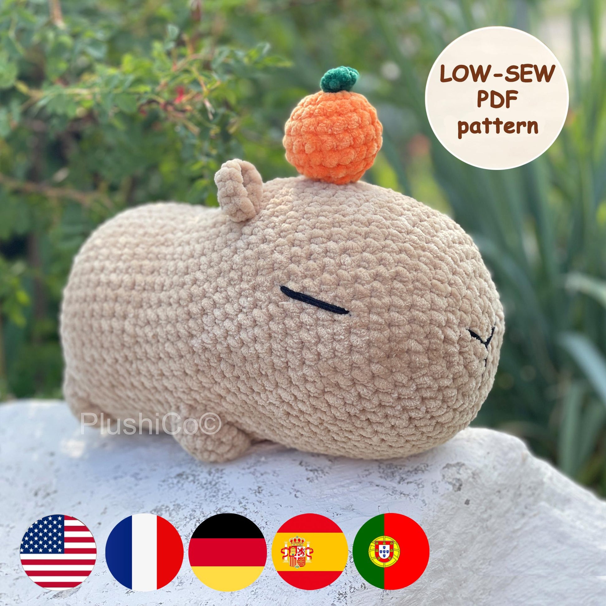 Capybara CROCHET PATTERN, Amigurumi Plushie, Low Sew beginner amigurumi, Cute Stuffed Animal, Plush Baby Toy, Digital amigurumi tutorial PDF