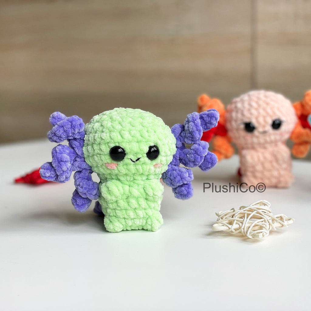Axolotl No Sew CROCHET PATTERN, Easy Amigurumi PDF Beginner Tutorial, Kawaii Baby Dragon Plushie, Cute Stuffed Animal Plush Toy