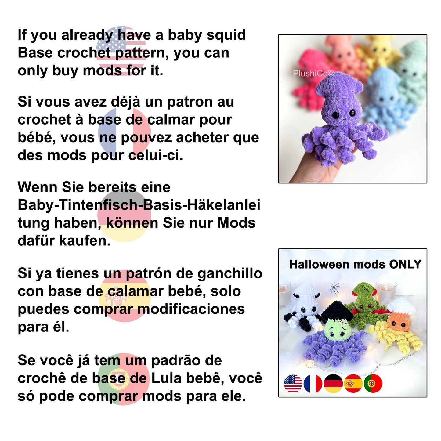 Candy Corn Squid CROCHET PATTERN - No Sew
