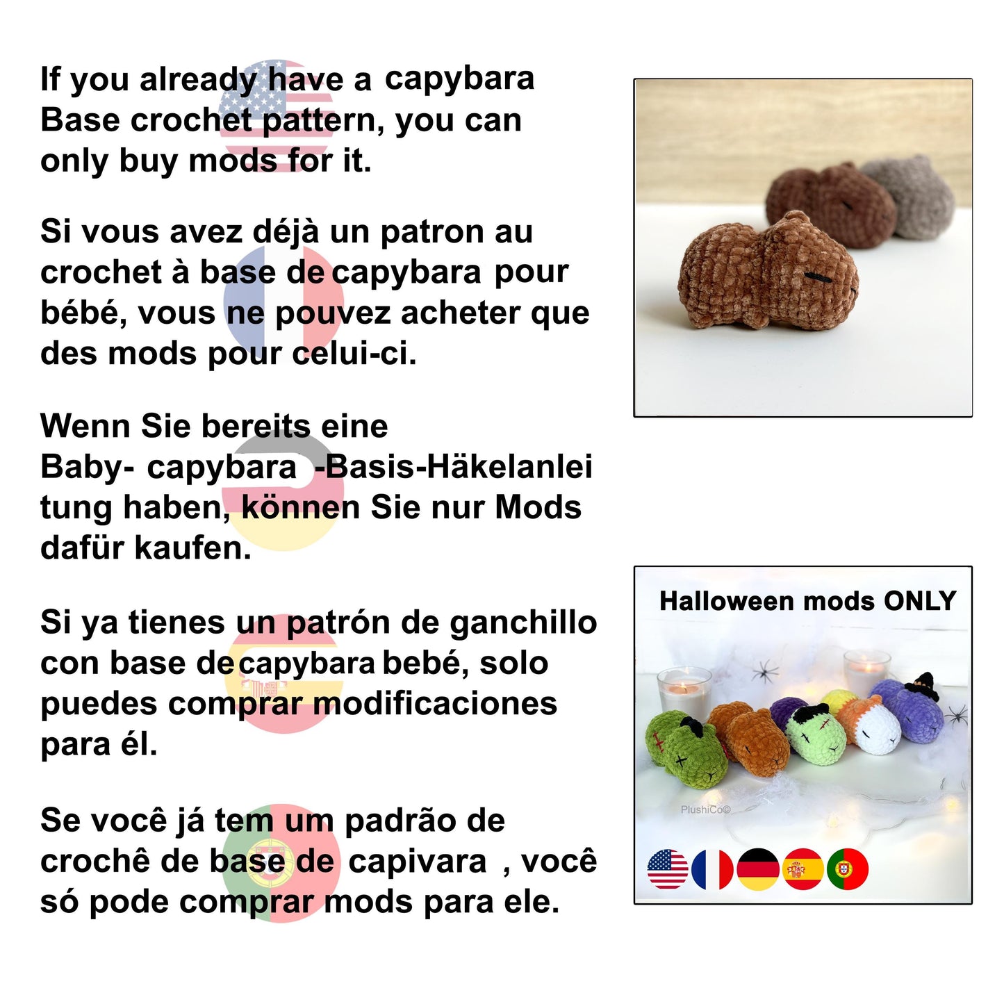 Halloween Capybara 5in1 CROCHET PATTERNS - No Sew