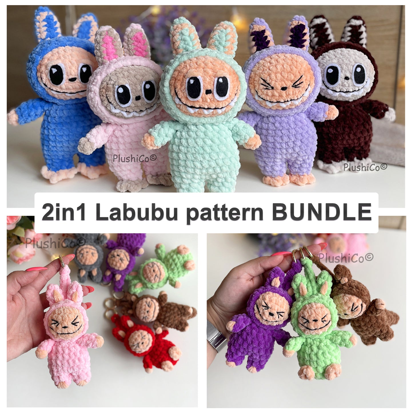 Smiling Bunny Crochet Pattern Bundle (Labubu Fan Art)