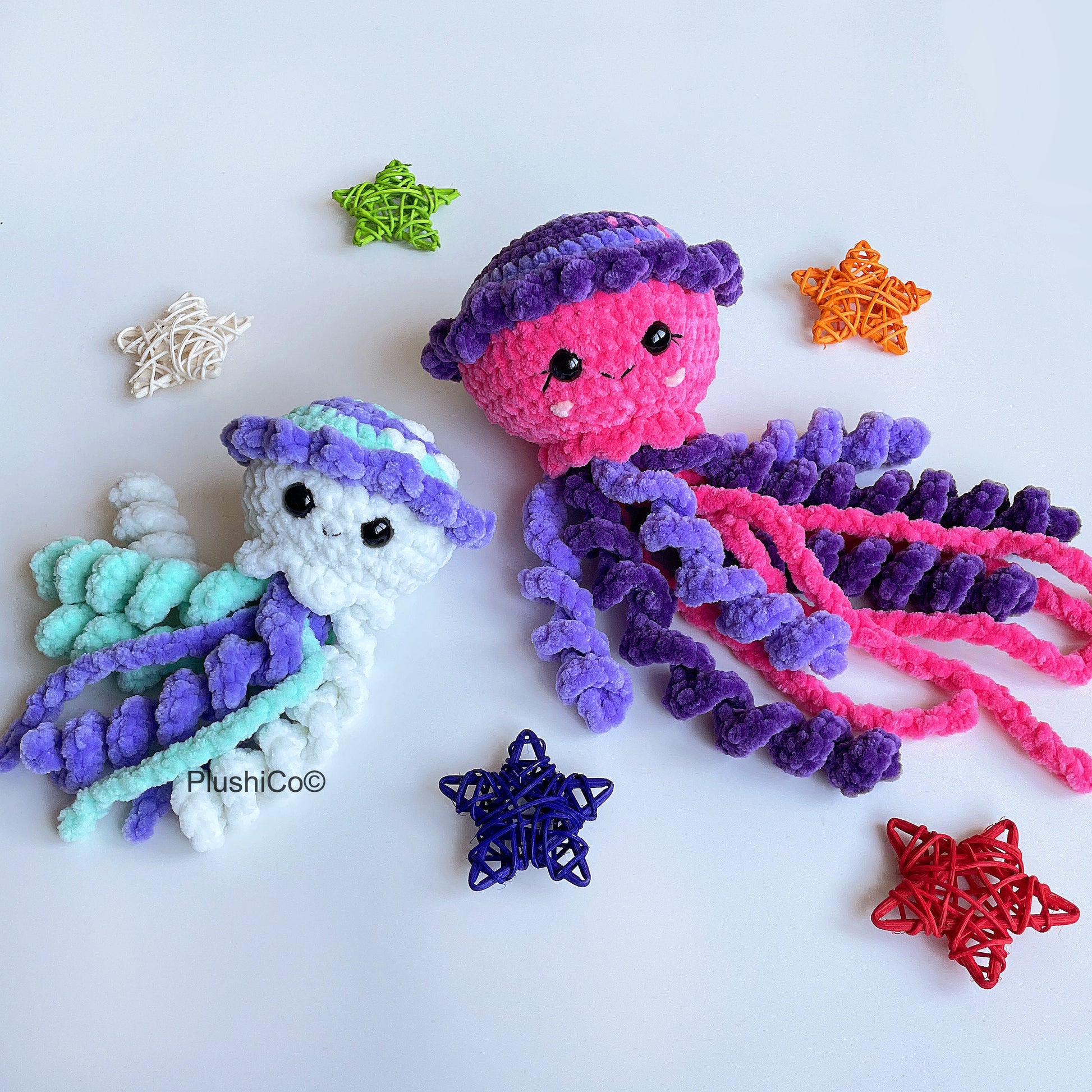 Jellyfish No SEW CROCHET 2in1 PATTERNS, Amigurumi Mom & Baby Toys, Crochet Under the sea Animals, Cute Plushie, Easy Pdf Beginner Tutorial