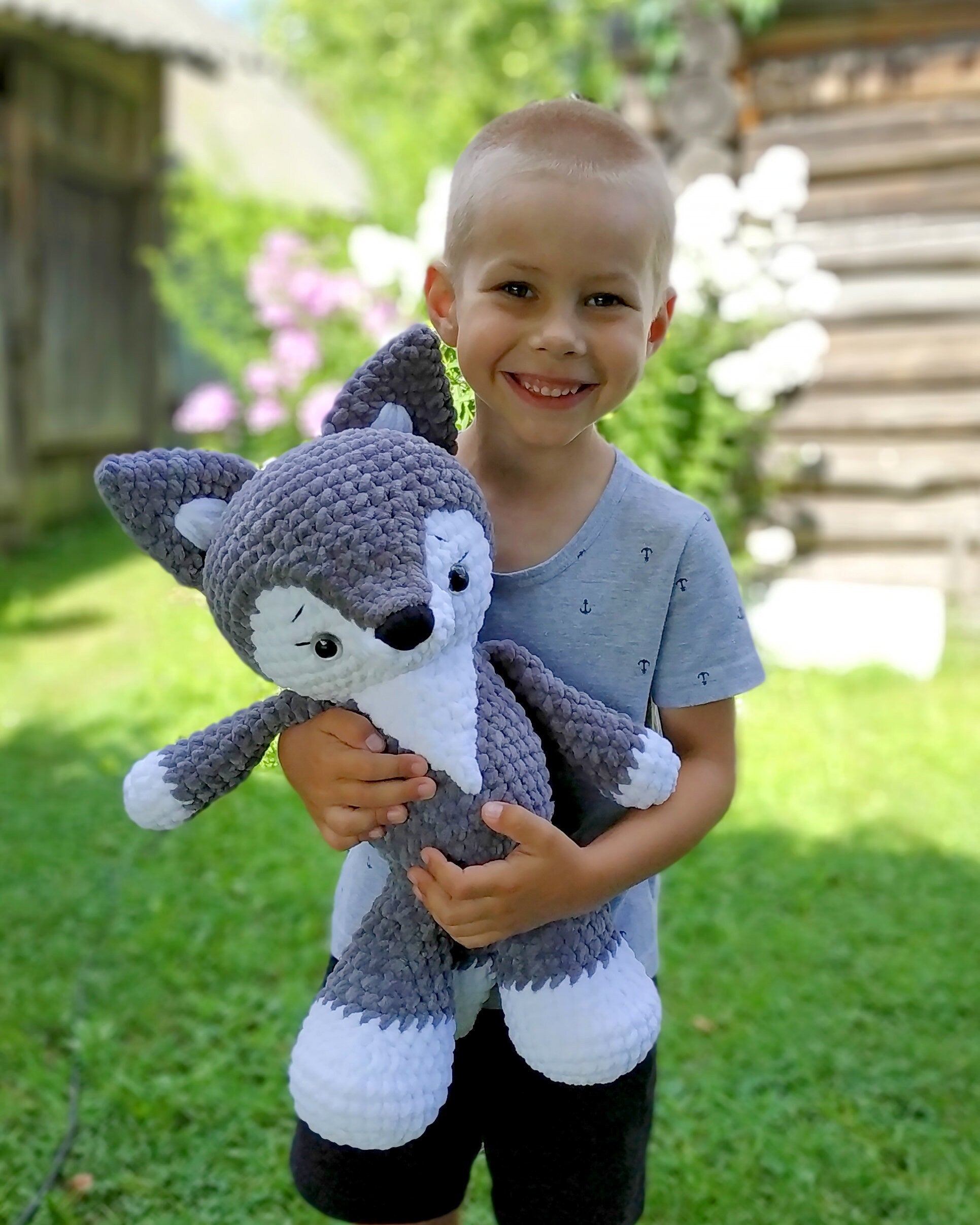 Wolf CROCHET PATTERN, Giant Amigurumi, Woodland Plush Animal, Extra Large Plushie, Cute Baby Toy, Chunky Yarn PDF Tutorial, Nursery decor