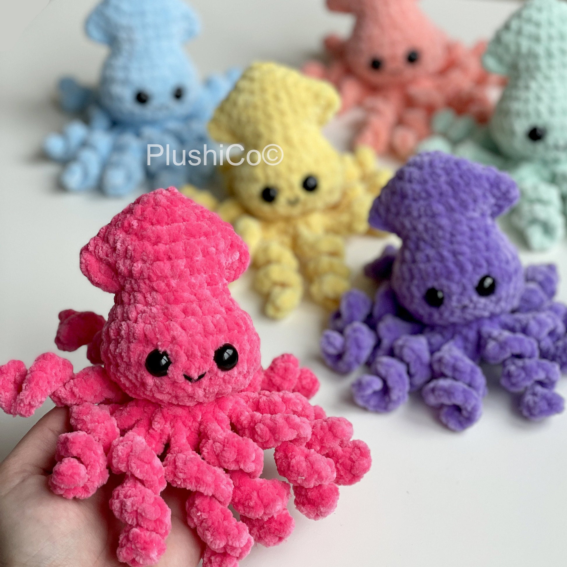 Squid CROCHET PATTERN, Amigurumi 2in1 No Sew PDF, Octopus plush Kawaii Stuffed Animal, Plushie Baby Toy, Easy Crochet Tutorial for Beginners