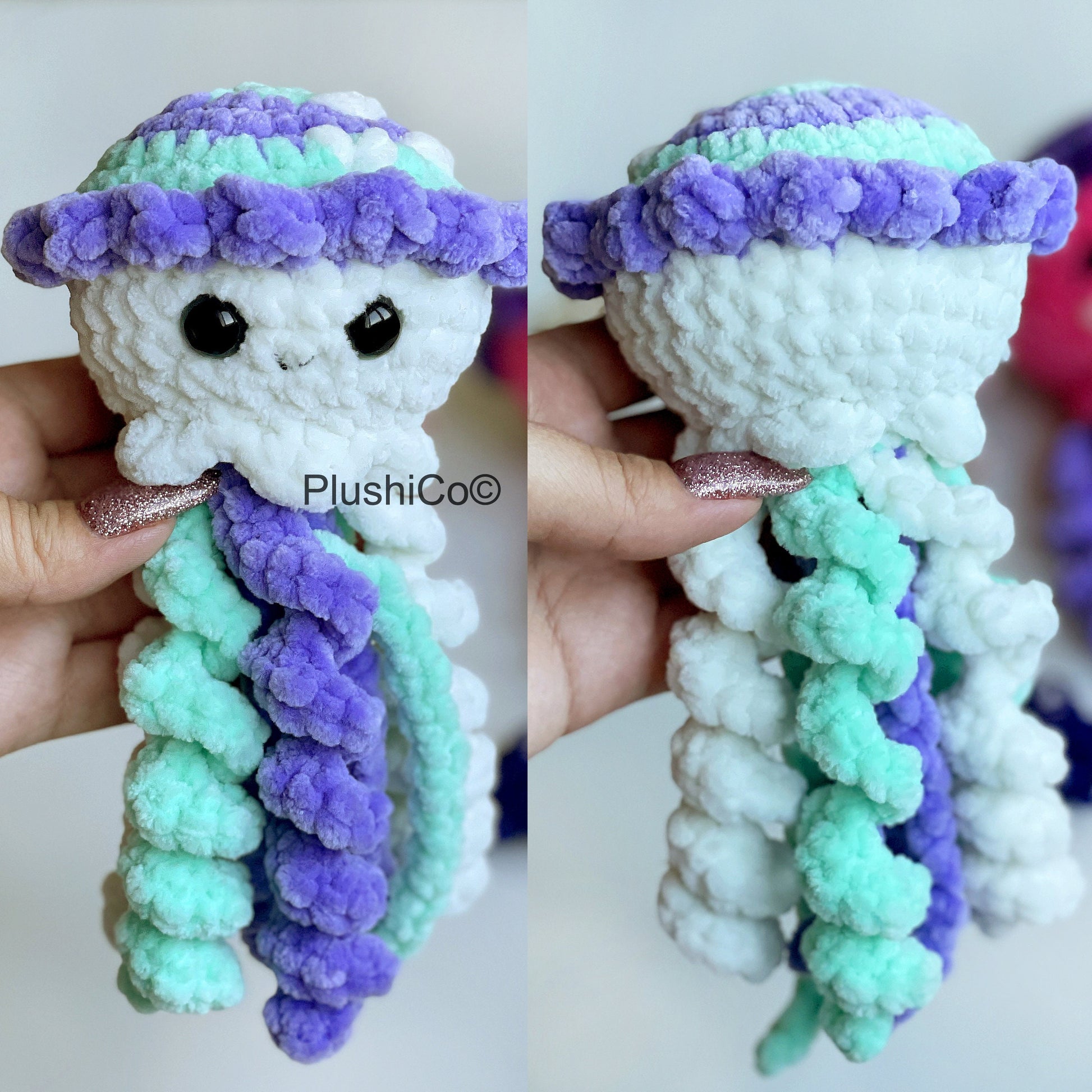 Jellyfish CROCHET PATTERN, No SEW Amigurumi Sea Creature, Snuggler Plushie, Plush Kawaii Stuffed Lovey Toy, Easy Pdf Tutorial for Beginners