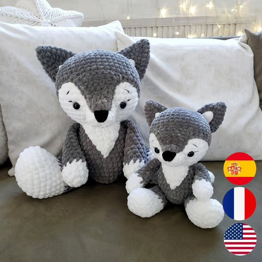 Wolf CROCHET PATTERNS, 2in1 Amigurumi Plushies, Mom and Baby Set, Large Chunky Toys, Giant Cuddly  Woodland Animals, Mothers Day Gift Idea