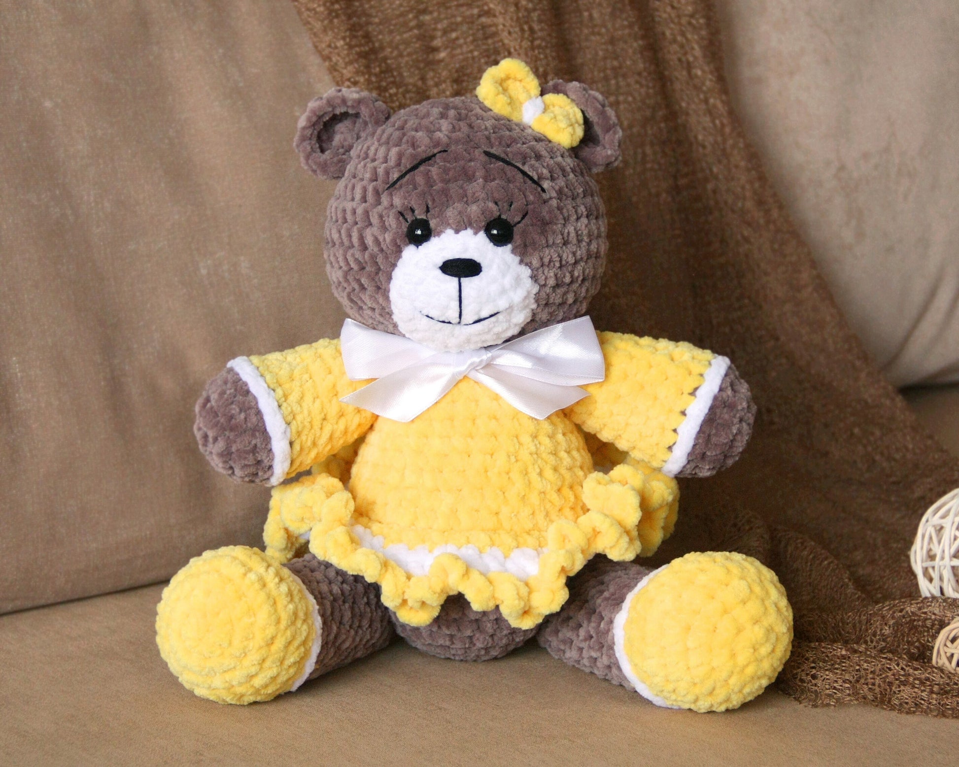 Crochet Bear PATTERN, Amigurumi Animals Plushie, Cute Baby Girl Toy