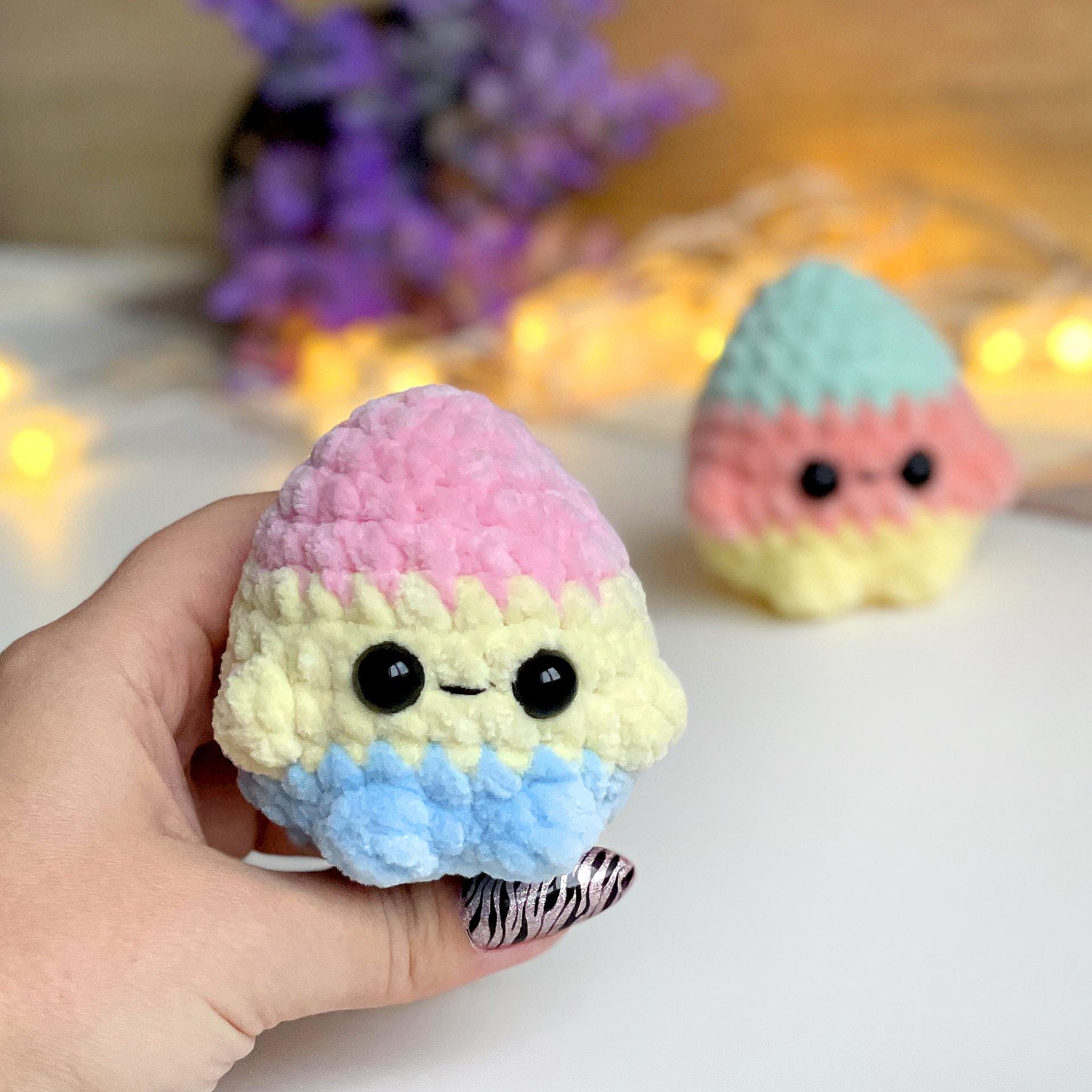 Easter Eggs Crochet PATTERN, No Sew Amigurumi Plushie, Spring Market Toy, Reusable Easter Eggs, Emotional support friend, Pocket desk buddy