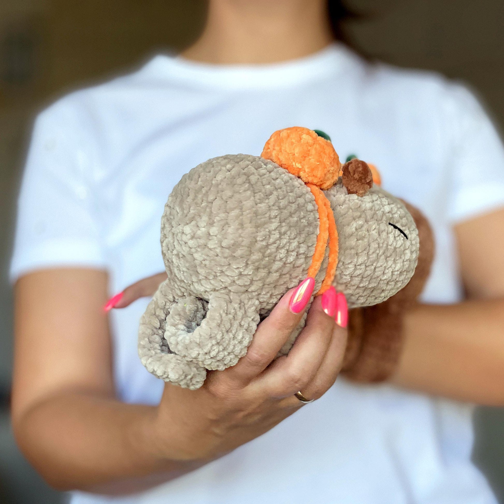 Capybara Slap Bracelet CROCHET PATTERN, Low Sew Amigurumi Plushie, Interactive Kid Accessory, Easy PDF Tutorial,Cute Blanket Yarn Animal Toy