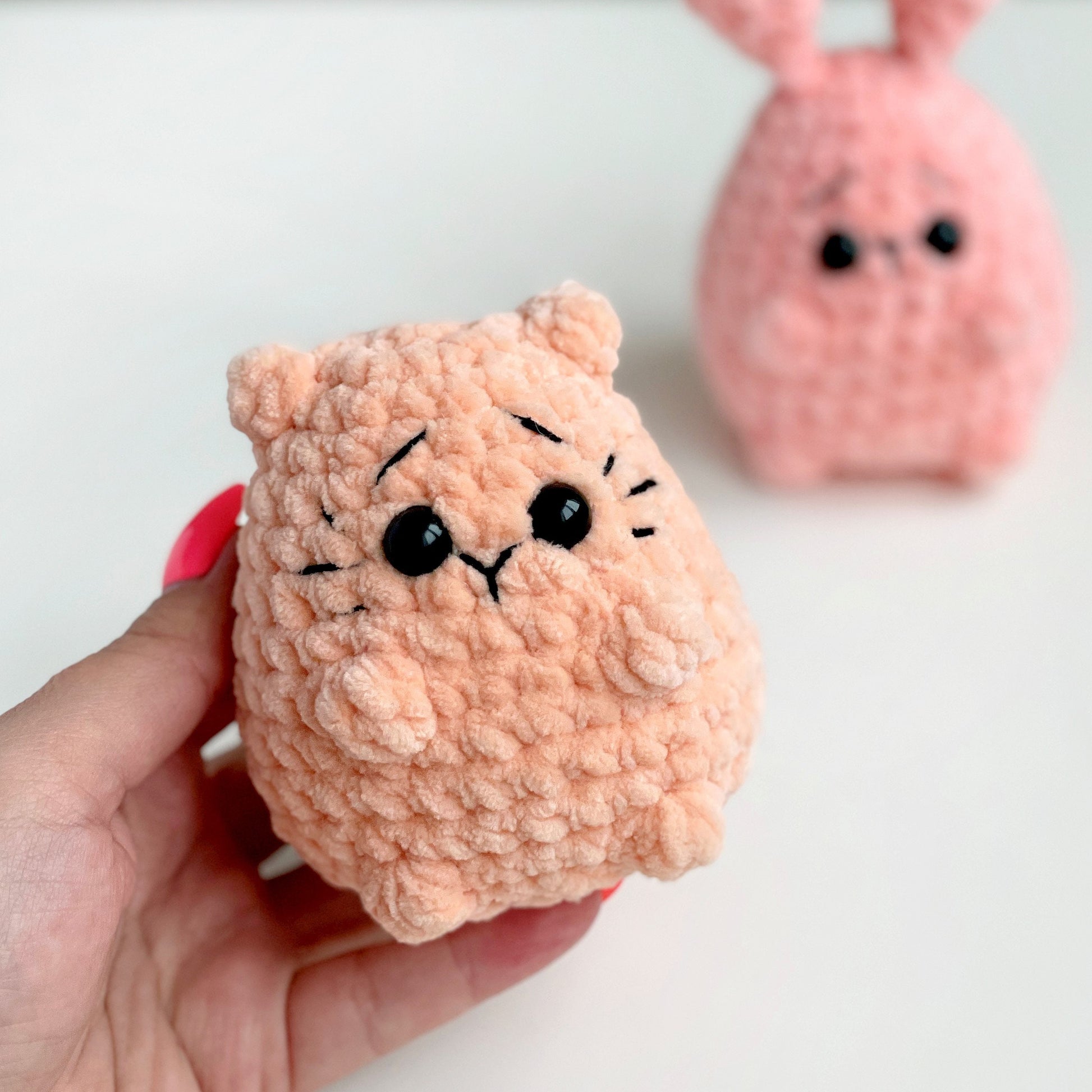 Bunny & Cat CROCHET PATTERN Bundle, No Sew Tiny Amigurumi Kitty Rabbit plushies, Cute Animals, Easy PDF Beginner Tutorial, Easter Baby Toys