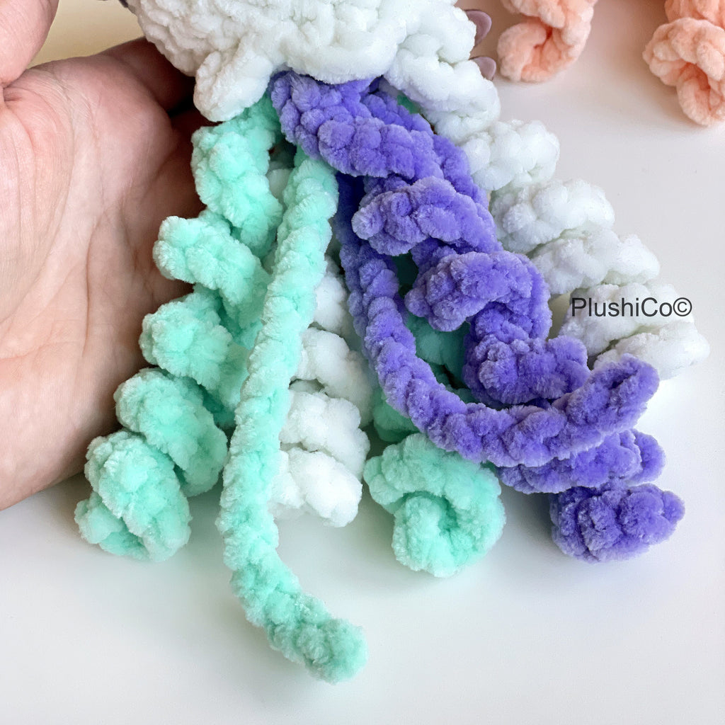 Baby Squid & Jellyfish No Sew CROCHET PATTERNS, Amigurumi Octopus plushie, Kawaii Crochet Animal Plush Toys, Easy Beginner PDF Tutorial