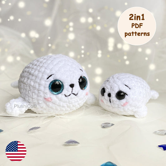 Seal crochet pattern, Mom & Baby