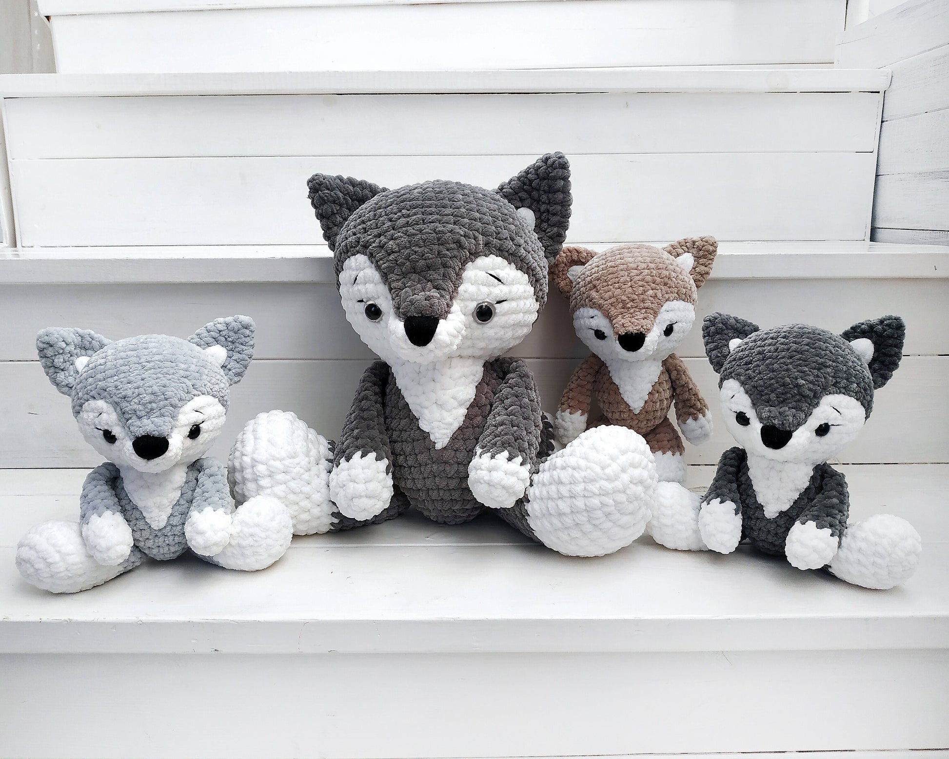 Wolf CROCHET PATTERNS, 2in1 Amigurumi Plushies, Mom and Baby Set, Large Chunky Toys, Giant Cuddly  Woodland Animals, Mothers Day Gift Idea