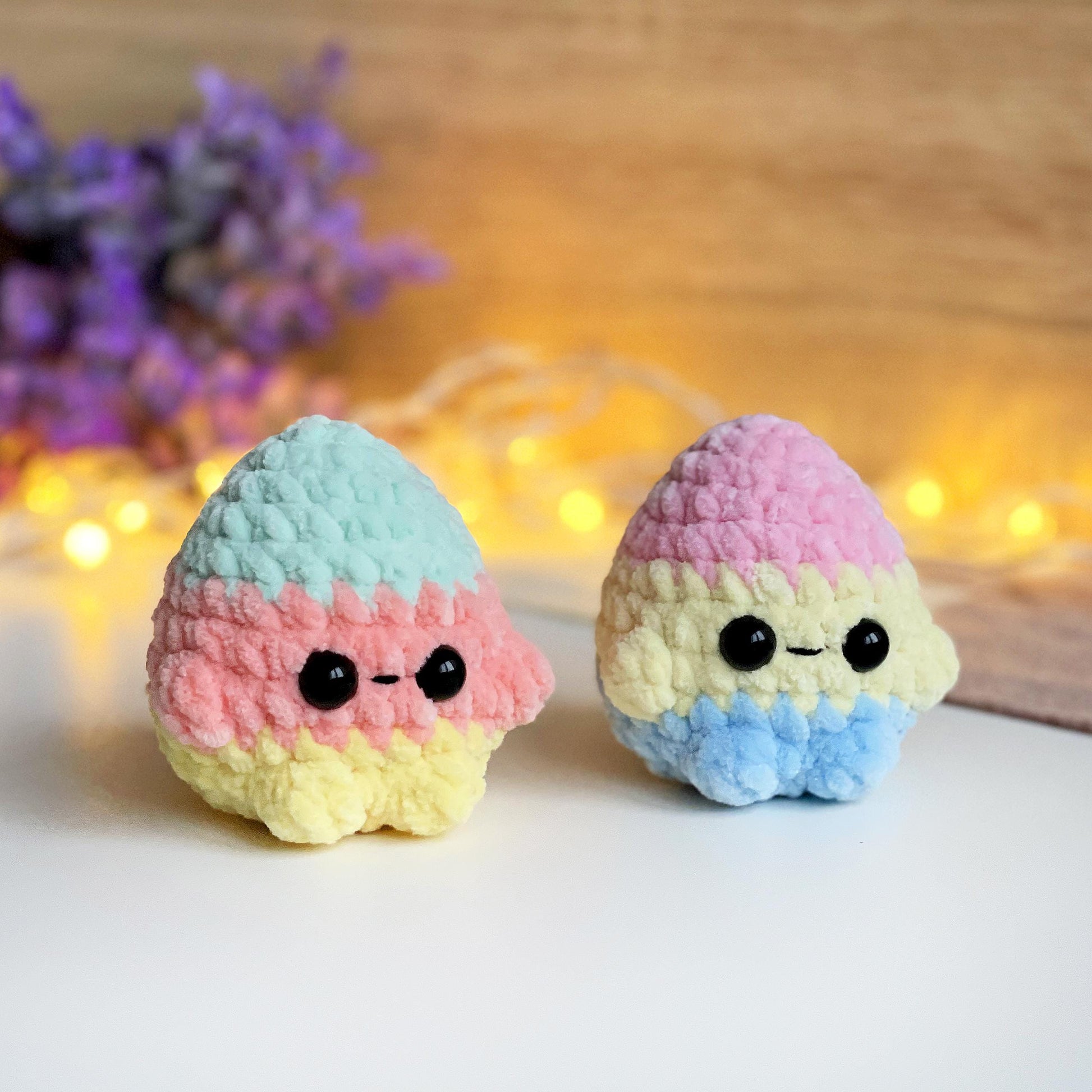 Easter Eggs Crochet PATTERN, No Sew Amigurumi Plushie, Spring Market Toy, Reusable Easter Eggs, Emotional support friend, Pocket desk buddy
