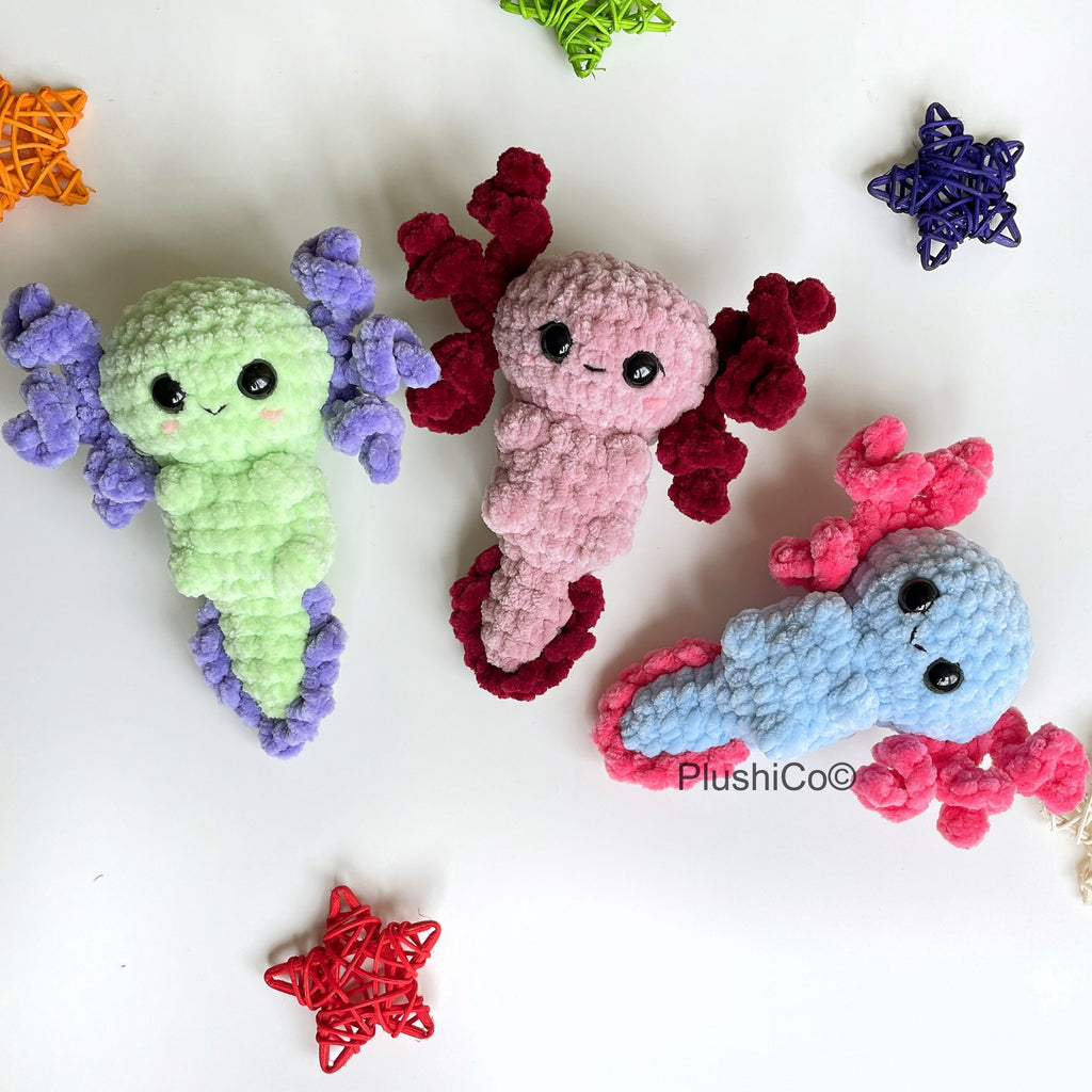 Axolotl CROCHET PATTERN, No Sew Amigurumi Plushie, Kawaii Sea Creature, Stuffed Plush Animal Baby Toy, Easy Beginner PDF, Instant Download