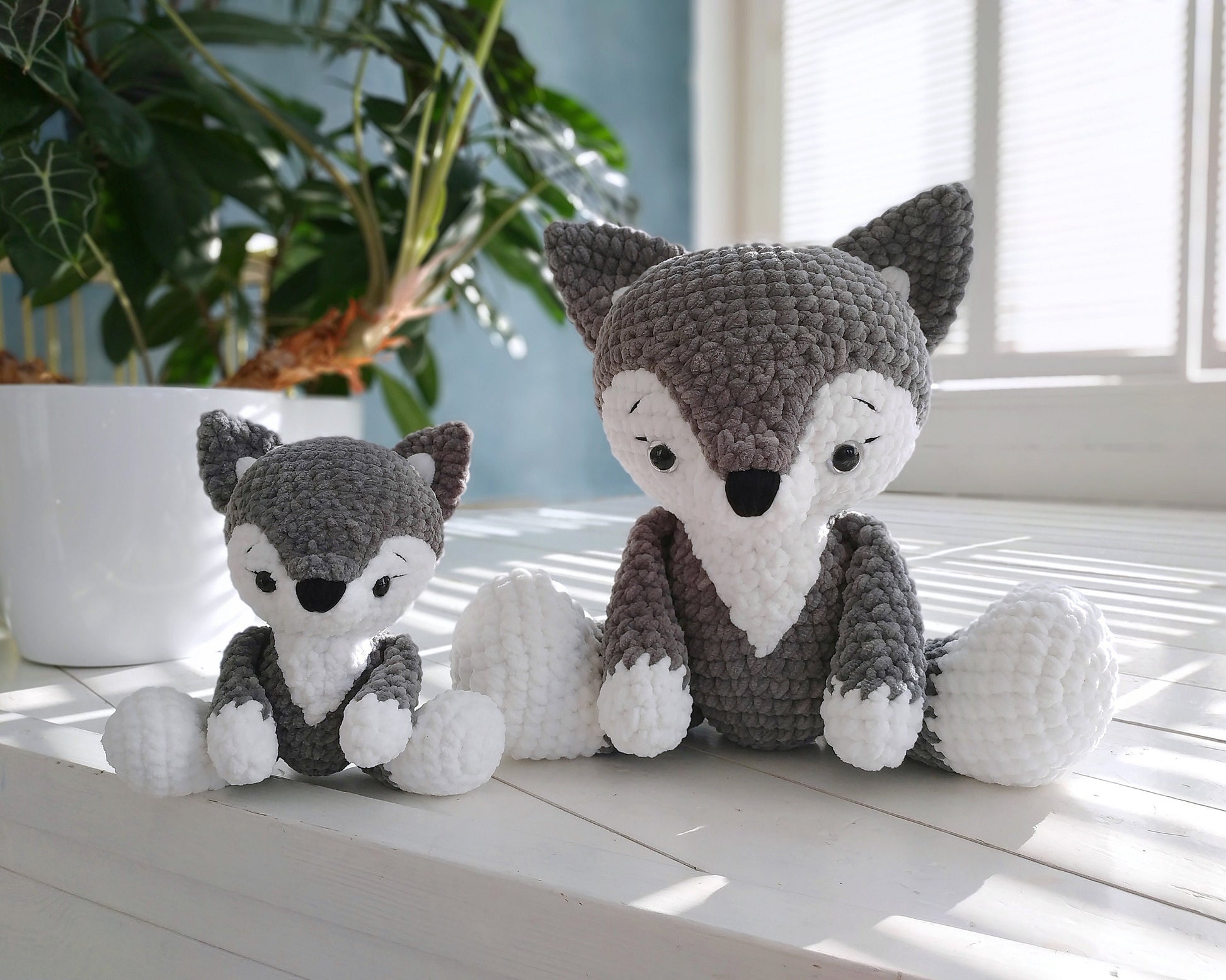 Wolf CROCHET PATTERNS, 2in1 Amigurumi Plushies, Mom and Baby Set, Large Chunky Toys, Giant Cuddly  Woodland Animals, Mothers Day Gift Idea